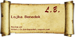Lojka Benedek névjegykártya